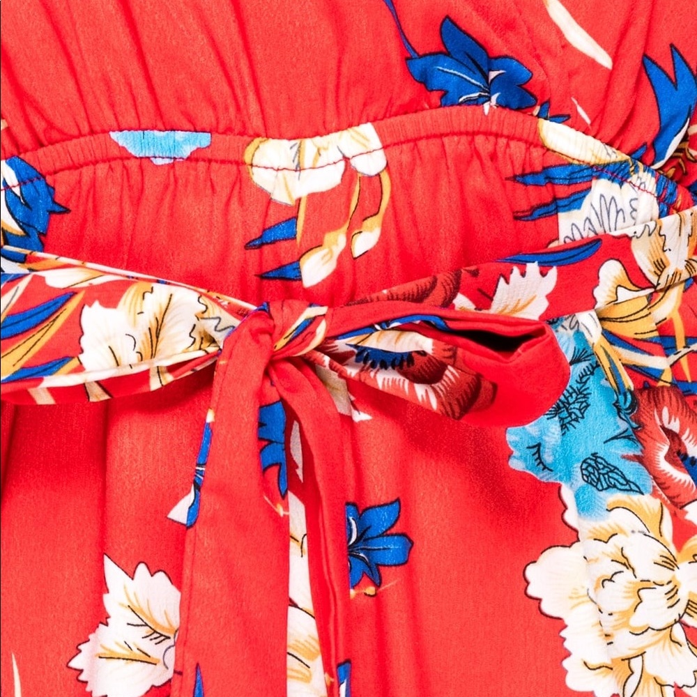 Floral Wrap Front Cold Shoulder Playsuit Romper - Picture 7 of 8